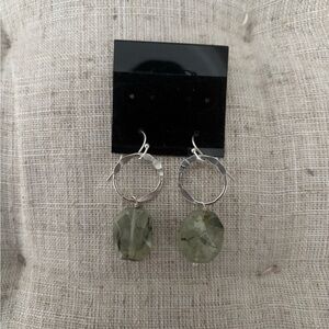 J. Jill Silver Hoops with Green Gemstones